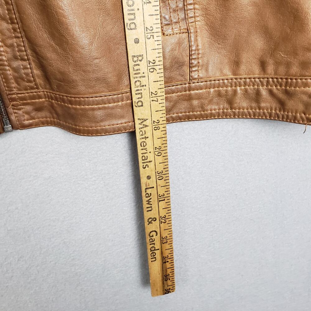 Maurices 4X Faux Leather Moto Jacket Carmel Brown Comfort Stretch Fall Staple - Picture 10 of 13